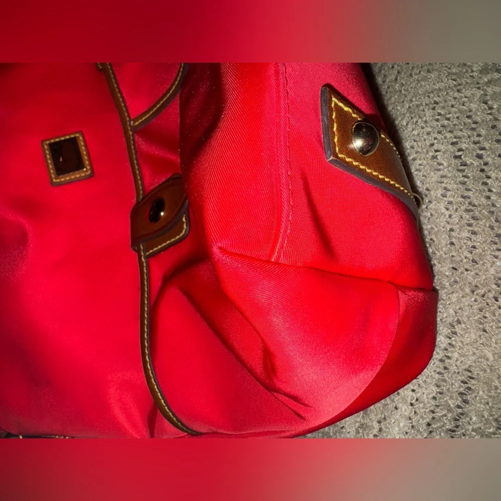 Dooney & Bourke Nylon Red Wayfarer Bag Tan Leather - Picture 3 of 13